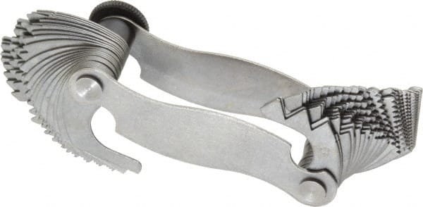 Mitutoyo - 51 Leaf, 0.4 to 7mm Pitch Range, 4 to 42 TPI Range, Screw Pitch Gage - 60° Thread Angle - Exact Tooling