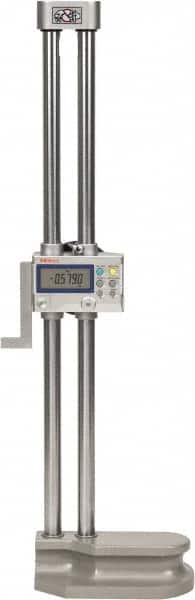 Mitutoyo - 18" Electronic Height Gage - 0.0005, 0.0002" (Switchable) Resolution, Accurate to 0.002", LCD Display, SPC Data Output - Exact Tooling