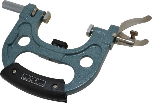 Mitutoyo - 2 to 3 Inch, Snap Gage - 0.0001 Inch Graduation, 15 N Measuring Force, Carbide Anvil, Dial Display - Exact Tooling