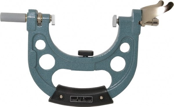 Mitutoyo - 3 to 4 Inch, Snap Gage - 0.0001 Inch Graduation, 15 N Measuring Force, Carbide Anvil, Dial Display - Exact Tooling