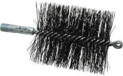 Schaefer Brush - 4-1/2" Brush Length, 3-3/4" Diam, Double Stem, Double Spiral Tube Brush - 7-1/2" Long, Tempered Steel Wire, 1/4" NPT Male Connection - Exact Tooling