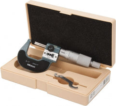 Mitutoyo - 1 Inch Max Measurement, 0.0001 Inch Graduation, Spherical Face Micrometer - Accuracy Up to 0.0002 Inch, Baked Enamel Coated, Steel Measuring Face Material, Mechanical Operation, Ratchet Stop Thimble, Ball - Exact Tooling