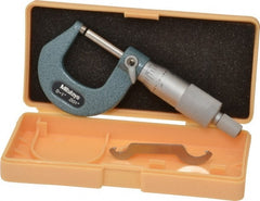 Mitutoyo - 0 to 1" Range, 0.001" Graduation, Mechanical Outside Micrometer - Ratchet Stop Thimble, Accurate to 0.0001" - Exact Tooling