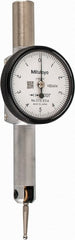 Mitutoyo - 0.01 Inch Range, 0.0001 Inch Dial Graduation, Horizontal Dial Test Indicator - 1.27 Inch White Dial, 0-5-0 Dial Reading, Accurate to 0.0002 Inch - Exact Tooling