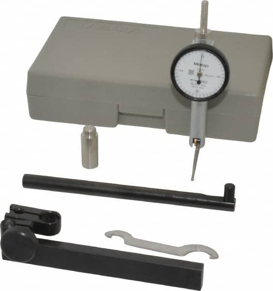 Mitutoyo - 0.02 Inch Range, 0.0005 Inch Dial Graduation, Horizontal Dial Test Indicator - 1.27 Inch White Dial, 0-10-0 Dial Reading, Accurate to 0.0005 Inch - Exact Tooling