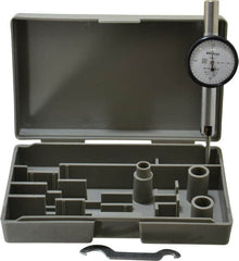 Mitutoyo - 0.02 Inch Range, 0.0005 Inch Dial Graduation, Horizontal Dial Test Indicator - 1.27 Inch White Dial, 0-10-0 Dial Reading, Accurate to 0.0005 Inch - Exact Tooling