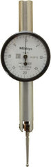 Mitutoyo - 0.04 Inch Range, 0.001 Inch Dial Graduation, Horizontal Dial Test Indicator - 1.27 Inch White Dial, 0-20-0 Dial Reading, Accurate to 0.001 Inch - Exact Tooling
