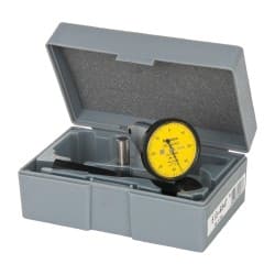 Mitutoyo - 0.03 Inch Range, 0.0005 Inch Dial Graduation, Vertical Dial Test Indicator - 1.5748 Inch White Dial, 0-15-0 Dial Reading, Accurate to 0.0005 Inch - Exact Tooling