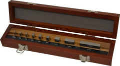 Mitutoyo - 9 Piece, 1/16 to 2", Grade AS-1, Steel Gage Block Set - Rectangular, 12µ (0.5-1"), 16µ (2"), 8µ (0.0625-0.4") Tolerance - Exact Tooling