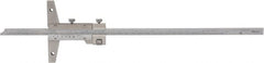 Mitutoyo - 0 to 12 Inch Measurement Range, 410mm Rule Length, 4 Inch Base Length, Vernier Depth Gage - 0.001 Inch Graduation, Accurate to 0.0015 Inch, Stainless Steel, Satin Chrome Coated - Exact Tooling