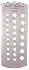 Mitutoyo - A Letter to Z Letter Hole Size Drill Gage - 6-3/8 Inch Long, 2-1/2 Inch Wide, 26 Holes - Exact Tooling