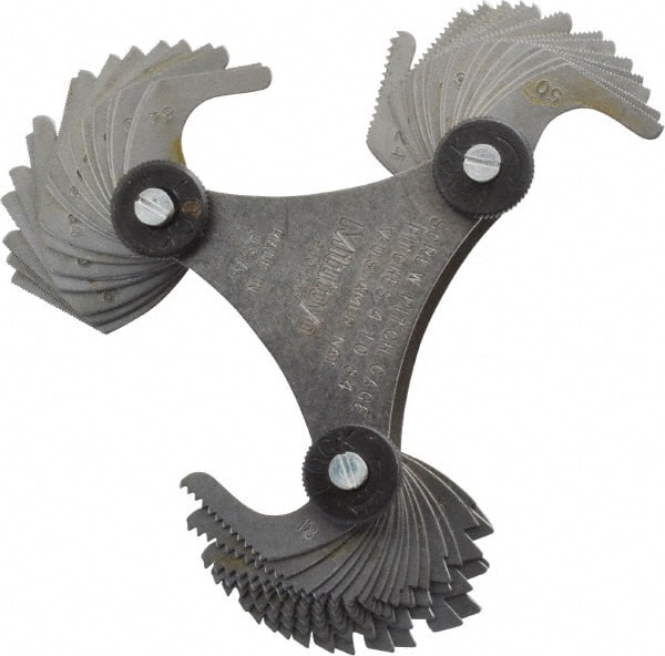 Mitutoyo - 51 Leaf, 4 to 84 TPI Range, Screw Pitch Gage - 60° Thread Angle - Exact Tooling