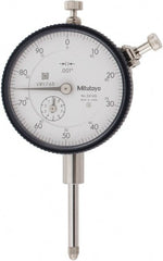 Mitutoyo - 1" Range, 0-100 Dial Reading, 0.001" Graduation Dial Drop Indicator - 2-3/16" Dial, 0.1" Range per Revolution, 0.002" Accuracy, Revolution Counter - Exact Tooling