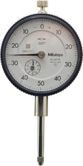 Mitutoyo - 1" Range, 0-50-0 Dial Reading, 0.001" Graduation Dial Drop Indicator - 2-1/4" Dial, 0.1" Range per Revolution, 0.002" Accuracy, Revolution Counter - Exact Tooling