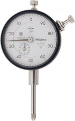 Mitutoyo - 1" Range, 100-0 Dial Reading, 0.001" Graduation Dial Drop Indicator - 2-1/4" Dial, 0.1" Range per Revolution, 0.002" Accuracy, Revolution Counter - Exact Tooling