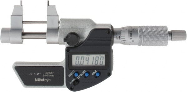 Mitutoyo - 0.2 to 1.2" Range, 0.00005" Resolution, Electronic Inside & Tubular Micrometer - Exact Tooling