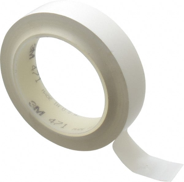 3M - White Solid Color Vinyl Tape - 1" Wide x 108' Long x 5.2 mil Thick, General Traffic - Exact Tooling