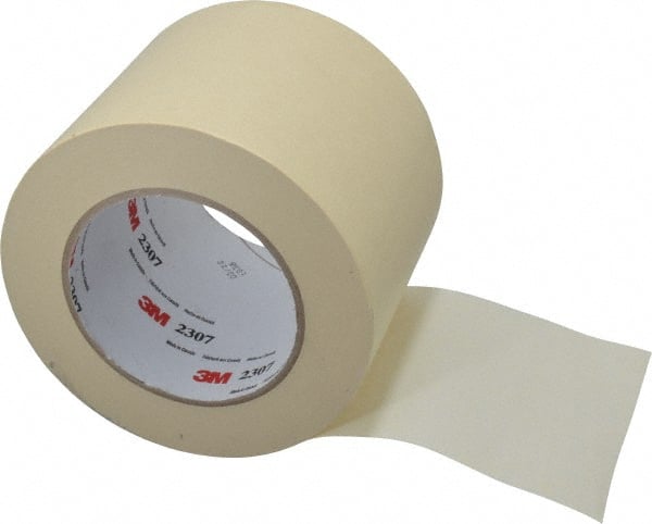 3M - 4" Wide x 60 Yd Long Tan Paper Masking Tape - Series 2307, 5.2 mil Thick, 23 In/Lb Tensile Strength - Exact Tooling
