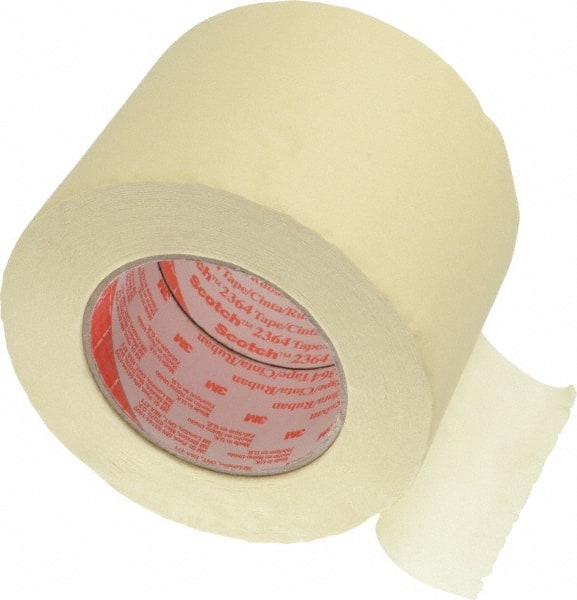 3M - 4" Wide x 60 Yd Long Tan Paper Masking Tape - Series 2364, 6.5 mil Thick, 24 In/Lb Tensile Strength - Exact Tooling