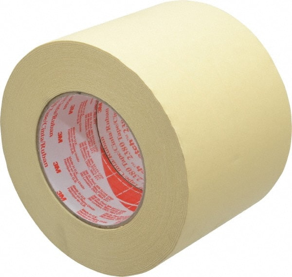 3M - 4" Wide x 60 Yd Long Tan Paper Masking Tape - Series 2380, 7.2 mil Thick, 28 In/Lb Tensile Strength - Exact Tooling