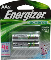 Energizer - Size AA, NiMH, 2 Pack, Standard Battery - 1.2 Volts, Flat Terminal, ANSI Regulated - Exact Tooling