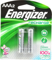 Energizer - Size AAA, NiMH, 2 Pack, Standard Battery - 1.2 Volts, Flat Terminal, ANSI Regulated - Exact Tooling