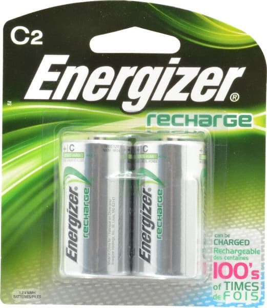 Energizer - Size C, NiMH, 2 Pack, Standard Battery - 1.2 Volts, Flat Terminal, ANSI Regulated - Exact Tooling