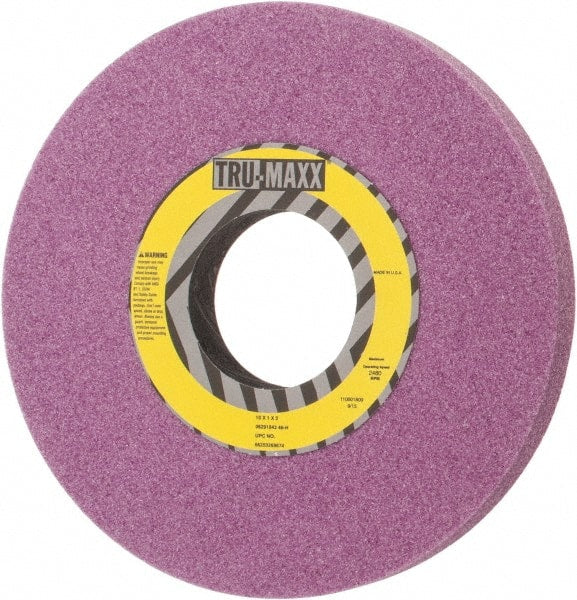 Tru-Maxx - 10" Diam x 3" Hole x 1" Thick, H Hardness, 46 Grit Surface Grinding Wheel - Aluminum Oxide, Type 1, Coarse Grade, 2,480 Max RPM, Vitrified Bond, No Recess - Exact Tooling