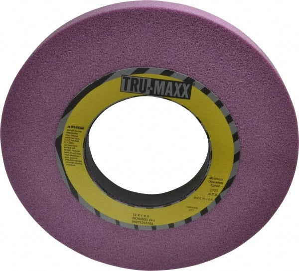 Tru-Maxx - 12" Diam x 5" Hole x 1" Thick, I Hardness, 46 Grit Surface Grinding Wheel - Aluminum Oxide, Type 1, Coarse Grade, 2,705 Max RPM, Vitrified Bond, No Recess - Exact Tooling