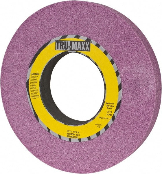 Tru-Maxx - 12" Diam x 5" Hole x 1-1/2" Thick, H Hardness, 46 Grit Surface Grinding Wheel - Aluminum Oxide, Type 1, Coarse Grade, 2,070 Max RPM, Vitrified Bond, No Recess - Exact Tooling