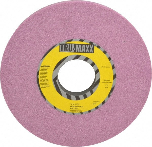 Tru-Maxx - 12" Diam x 3" Hole x 1" Thick, J Hardness, 46 Grit Surface Grinding Wheel - Aluminum Oxide, Type 1, Coarse Grade, 2,705 Max RPM, Vitrified Bond, No Recess - Exact Tooling