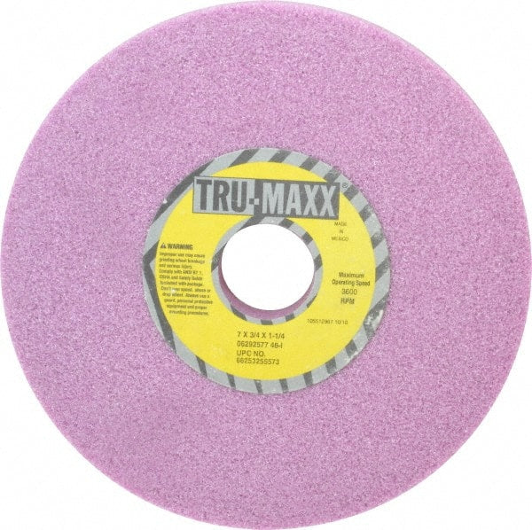 Tru-Maxx - 7" Diam x 1-1/4" Hole x 3/4" Thick, I Hardness, 46 Grit Surface Grinding Wheel - Aluminum Oxide, Type 1, Coarse Grade, 3,600 Max RPM, Vitrified Bond, No Recess - Exact Tooling