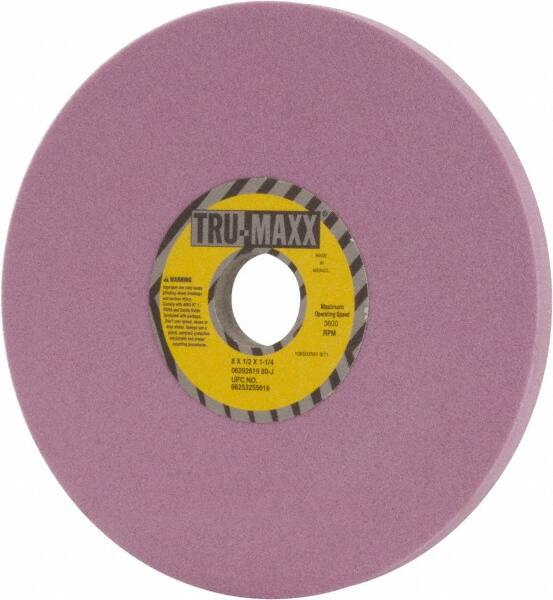 Tru-Maxx - 8" Diam x 1-1/4" Hole x 1/2" Thick, J Hardness, 80 Grit Surface Grinding Wheel - Aluminum Oxide, Type 1, Medium Grade, 3,600 Max RPM, Vitrified Bond, No Recess - Exact Tooling