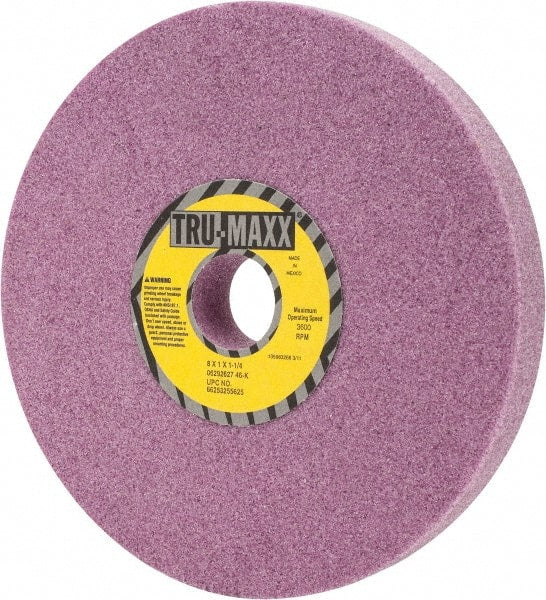 Tru-Maxx - 8" Diam x 1-1/4" Hole x 1" Thick, K Hardness, 46 Grit Surface Grinding Wheel - Aluminum Oxide, Type 1, Coarse Grade, 3,600 Max RPM, Vitrified Bond, No Recess - Exact Tooling