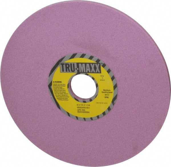 Tru-Maxx - 8" Diam x 1-1/4" Hole x 1/4" Thick, I Hardness, 60 Grit Surface Grinding Wheel - Aluminum Oxide, Type 1, Medium Grade, 3,600 Max RPM, Vitrified Bond, No Recess - Exact Tooling