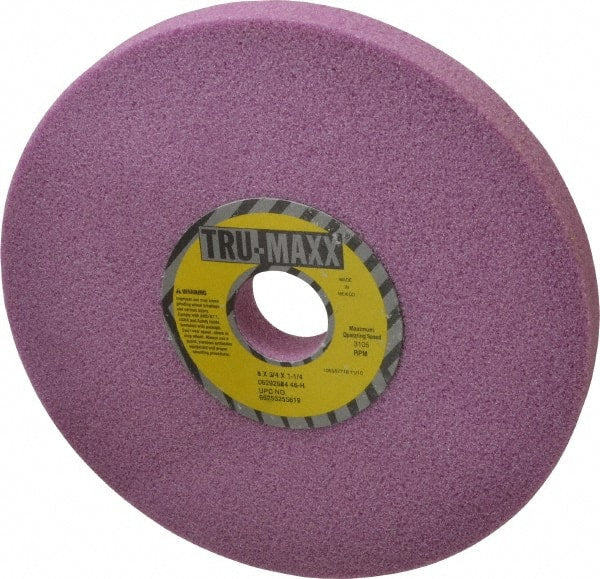 Tru-Maxx - 8" Diam x 1-1/4" Hole x 3/4" Thick, H Hardness, 46 Grit Surface Grinding Wheel - Aluminum Oxide, Type 1, Coarse Grade, 3,105 Max RPM, Vitrified Bond, No Recess - Exact Tooling
