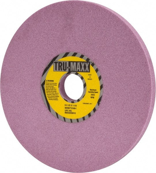 Tru-Maxx - 8" Diam x 1-1/4" Hole x 1/2" Thick, I Hardness, 60 Grit Surface Grinding Wheel - Aluminum Oxide, Type 1, Medium Grade, 3,600 Max RPM, Vitrified Bond, No Recess - Exact Tooling