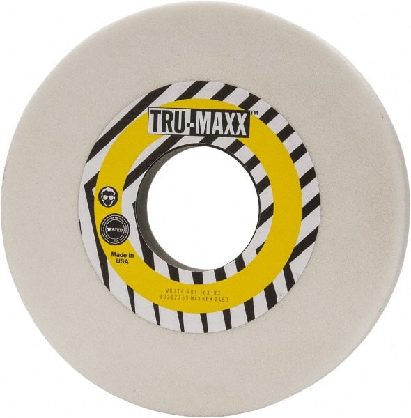 Tru-Maxx - 10" Diam x 3" Hole x 1" Thick, I Hardness, 46 Grit Surface Grinding Wheel - Aluminum Oxide, Type 1, Coarse Grade, 2,483 Max RPM, Vitrified Bond, No Recess - Exact Tooling