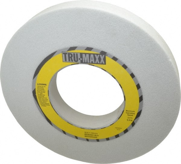 Tru-Maxx - 12" Diam x 5" Hole x 1-1/2" Thick, H Hardness, 46 Grit Surface Grinding Wheel - Aluminum Oxide, Type 1, Coarse Grade, 2,070 Max RPM, Vitrified Bond, No Recess - Exact Tooling