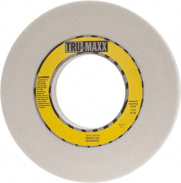 Tru-Maxx - 12" Diam x 5" Hole x 1-1/2" Thick, I Hardness, 46 Grit Surface Grinding Wheel - Aluminum Oxide, Type 1, Coarse Grade, 2,705 Max RPM, Vitrified Bond, No Recess - Exact Tooling