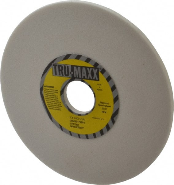 Tru-Maxx - 7" Diam x 1-1/4" Hole x 1/4" Thick, I Hardness, 80 Grit Surface Grinding Wheel - Aluminum Oxide, Type 1, Medium Grade, 3,600 Max RPM, Vitrified Bond, No Recess - Exact Tooling