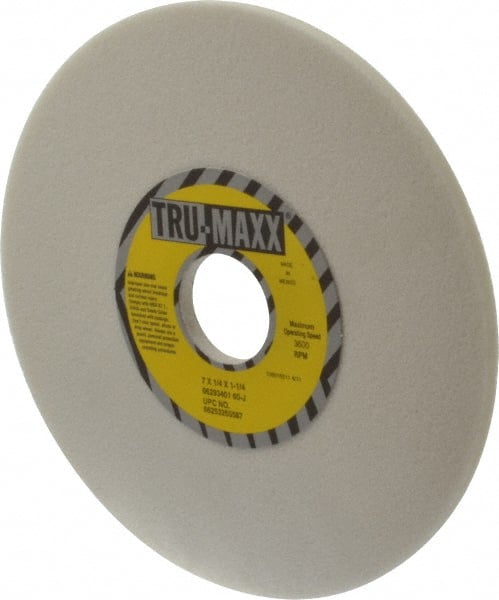 Tru-Maxx - 7" Diam x 1-1/4" Hole x 1/4" Thick, J Hardness, 60 Grit Surface Grinding Wheel - Aluminum Oxide, Type 1, Medium Grade, 3,600 Max RPM, Vitrified Bond, No Recess - Exact Tooling