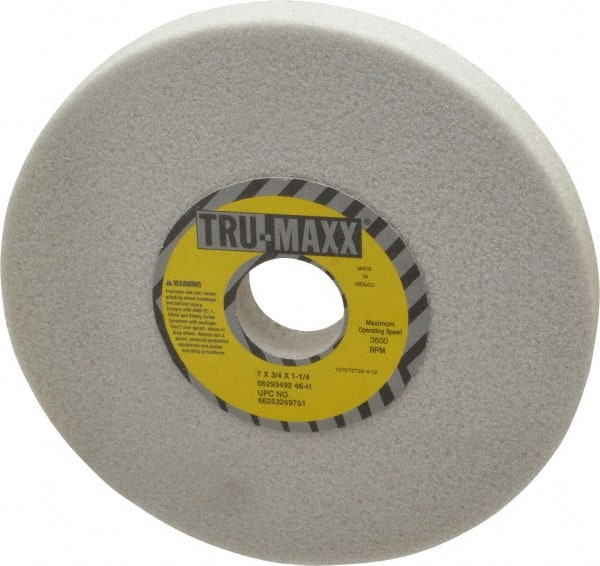 Tru-Maxx - 7" Diam x 1-1/4" Hole x 3/4" Thick, H Hardness, 46 Grit Surface Grinding Wheel - Aluminum Oxide, Type 1, Coarse Grade, 3,600 Max RPM, Vitrified Bond, No Recess - Exact Tooling