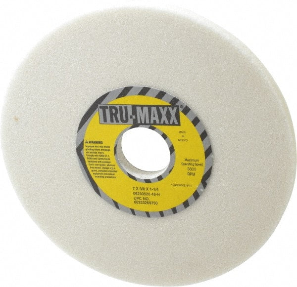 Tru-Maxx - 7" Diam x 1-1/4" Hole x 3/8" Thick, H Hardness, 46 Grit Surface Grinding Wheel - Aluminum Oxide, Type 1, Coarse Grade, 3,600 Max RPM, Vitrified Bond, No Recess - Exact Tooling