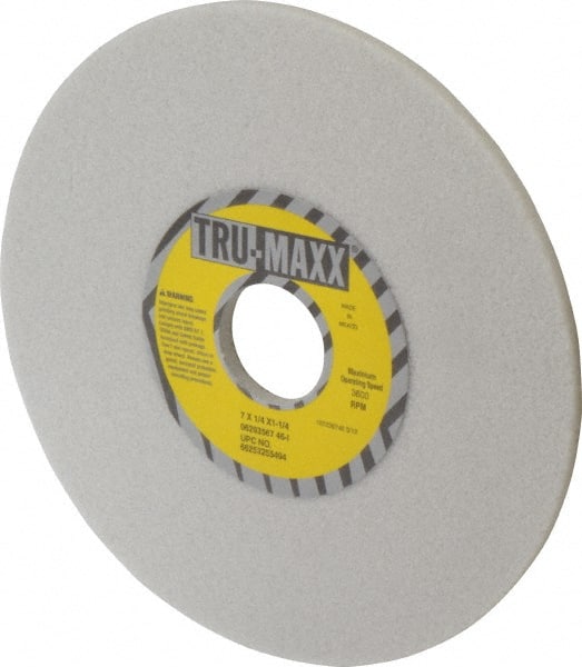 Tru-Maxx - 7" Diam x 1-1/4" Hole x 1/4" Thick, I Hardness, 46 Grit Surface Grinding Wheel - Aluminum Oxide, Type 1, Coarse Grade, 3,600 Max RPM, Vitrified Bond, No Recess - Exact Tooling