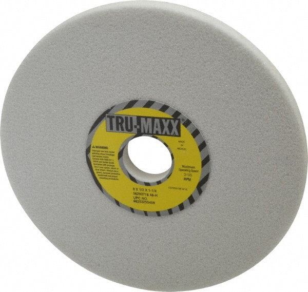 Tru-Maxx - 8" Diam x 1-1/4" Hole x 1/2" Thick, H Hardness, 46 Grit Surface Grinding Wheel - Aluminum Oxide, Type 1, Coarse Grade, 3,105 Max RPM, Vitrified Bond, No Recess - Exact Tooling