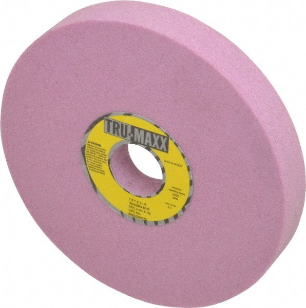 Tru-Maxx - 7" Diam x 1-1/4" Hole x 1" Thick, K Hardness, 60 Grit Surface Grinding Wheel - Aluminum Oxide, Type 5, Medium Grade, 3,600 Max RPM, Vitrified Bond, One-Side Recess - Exact Tooling