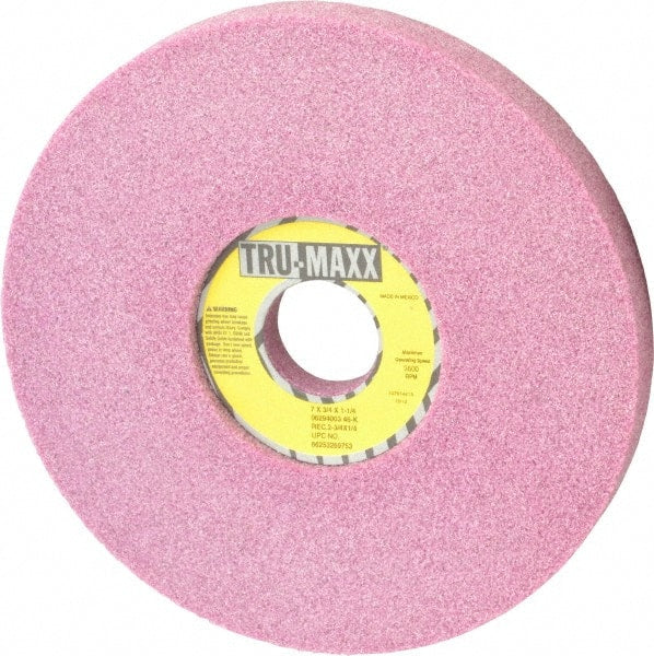 Tru-Maxx - 7" Diam x 1-1/4" Hole x 3/4" Thick, K Hardness, 46 Grit Surface Grinding Wheel - Aluminum Oxide, Type 5, Coarse Grade, 3,600 Max RPM, Vitrified Bond, One-Side Recess - Exact Tooling