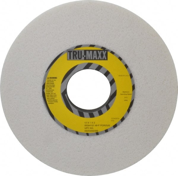 Tru-Maxx - 12" Diam x 3" Hole x 1" Thick, F Hardness, 46 Grit Surface Grinding Wheel - Aluminum Oxide, Type 1, Coarse Grade, 2,070 Max RPM, Vitrified Bond, No Recess - Exact Tooling