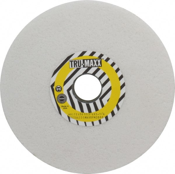 Tru-Maxx - 8" Diam x 1-1/4" Hole x 3/4" Thick, G Hardness, 46 Grit Surface Grinding Wheel - Aluminum Oxide, Type 1, Coarse Grade, 3,105 Max RPM, Vitrified Bond, No Recess - Exact Tooling
